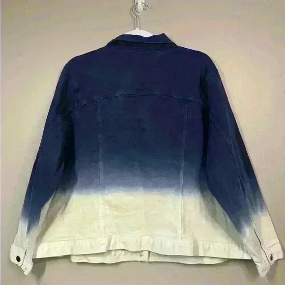 Ombré Jean Jacket 3X  Coastal Chic Navy White Nautical Vibes Soft Mermaidcore - Picture 10 of 10